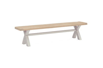 Salcombe Painted Oak Stone Grey Cross-Leg Dining Bench