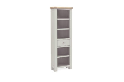 Salcombe Painted Oak Stone Grey Slim Bookcase