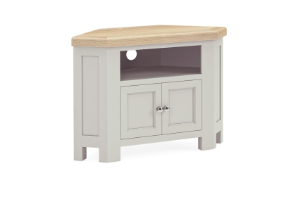 Salcombe Painted Oak Stone Grey Corner TV Unit