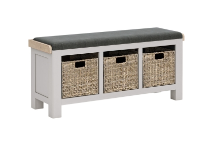 Salcombe Painted Oak Stone Grey Storage Bench