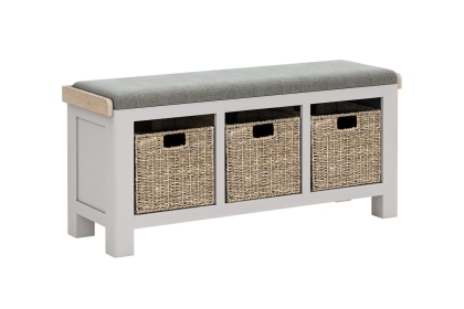 Salcombe Painted Oak Stone Grey Storage Bench