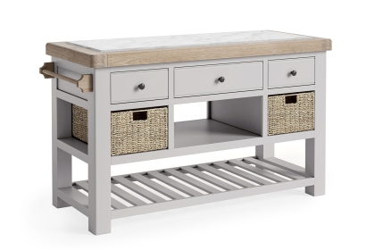Salcombe Painted Oak Stone Grey Large Kitchen Island