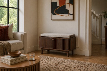 Soho Brown Oak Slatted Hallway Bench Soho Brown Oak Slatted Hallway Bench