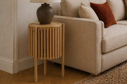 Soho Natural Oak Slatted Story Side Table
