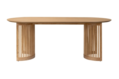 Soho Natural Oak Slatted Oval Dining Table