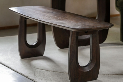 Gallery Direct Arc Walnut Mango Wood 120cm Dining Bench