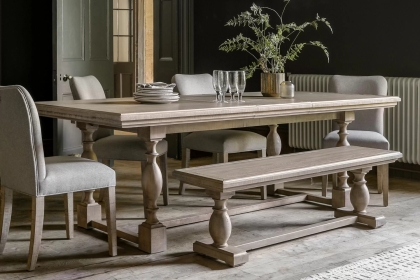 Gallery Direct Vancouver Rustic Pine Extending 200-250cm Dining Table Set with x4 Chairs & Bench