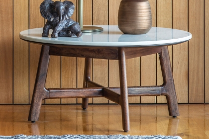 Gallery Direct Barcelona Dark Wood Coffee Table with Marble Top