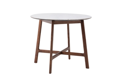 Gallery Direct Barcelona Dark Wood Round Dining Table with Marble Top Gallery Direct Barcelona Dark Wood Round Dining Table with Marble Top