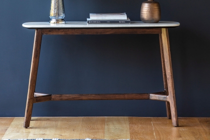 Gallery Direct Barcelona Dark Wood Console Table with Marble Top