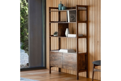 Gallery Direct Barcelona Dark Wood Display Unit with Marble Insert Gallery Direct Barcelona Dark Wood Display Unit with Marble Insert