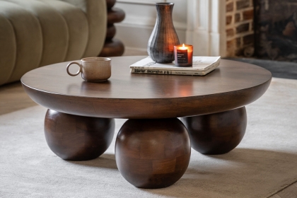 Gallery Direct Sculpt Mango Wood Round Coffee Table