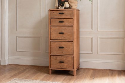 Jude Reclaimed Wood 5 Drawer Tall Chest Of Drawers