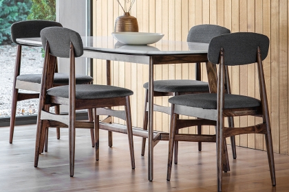 Gallery Direct Barcelona Dark Wood Dining Table Set with Marble Top & 4 Chairs Gallery Direct Barcelona Dark Wood Dining Table Set with Marble Top & 4 Chairs