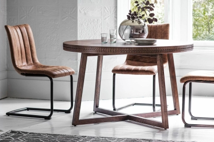 Gallery Direct Boho Retreat Round Dining Table Set & x4 Edington Chairs