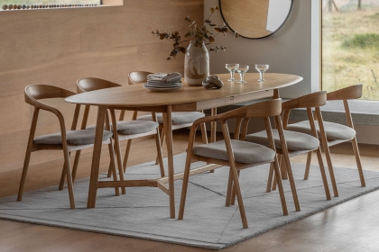 Gallery Direct Madrid Oak Extending Dining Table Set & x6 Dining Chairs Gallery Direct Madrid Oak Extending Dining Table Set & x6 Dining Chairs