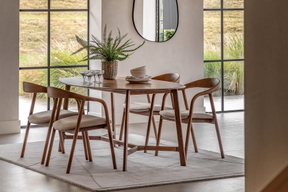 Gallery Direct Madrid Walnut Oval Dining Table Set & x4 Dining Chairs Gallery Direct Madrid Walnut Oval Dining Table Set & x4 Dining Chairs