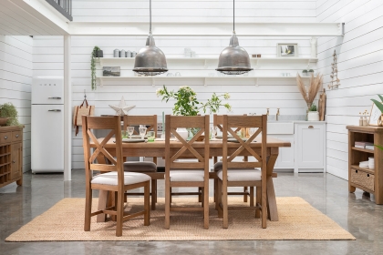 Tewkesbury Smoked Oak Cross-Leg 200-250cm Extending Dining Table Tewkesbury Smoked Oak Cross-Leg 200-250cm Extending Dining Table