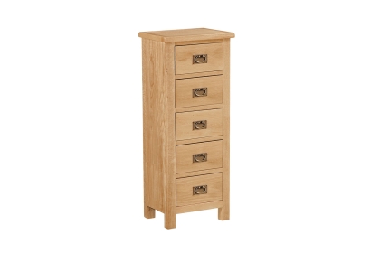 Salisbury Lite Oak Narrow Tallboy Chest of Drawers