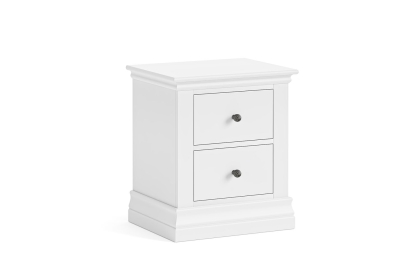 Bordeaux Painted White 2 Drawer Bedside Table
