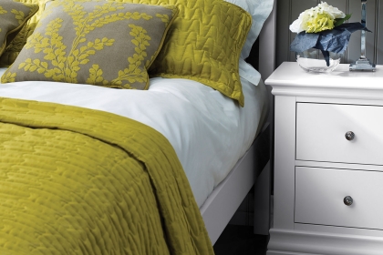 Bordeaux Painted White 2 Drawer Bedside Table
