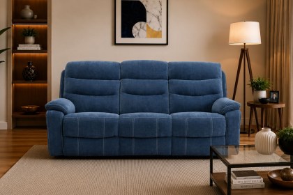 Halo Tech Fabric 3 Seater Power Head Tilt Recliner Sofa