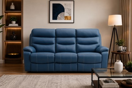 Halo Tech Leather 3 Seater Power Head Tilt Recliner Sofa