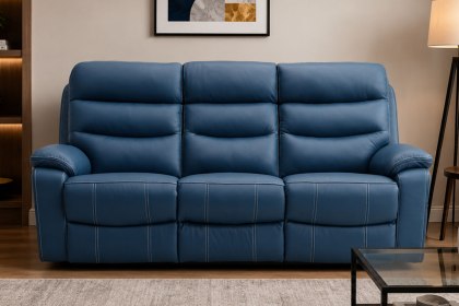 Halo Tech Leather 3 Seater Power Head Tilt Recliner Sofa