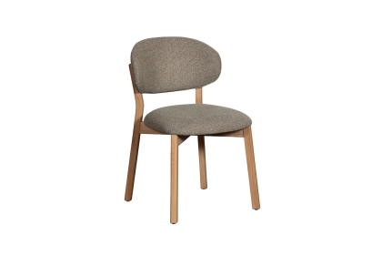 Leo Curved Back Fabric Dining Chair in Grey (Pair)