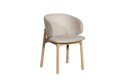 Noah Curved Back Fabric Dining Arm Chair in Grey