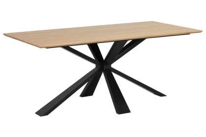 Heron Industrial Oak 180cm Fixed Top Dining Table with Metal Base