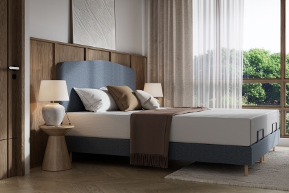 TEMPUR Form Spring Adjustable Bed with Geomatric Box Headboard TEMPUR Form Spring Adjustable Bed with Geomatric Box Headboard