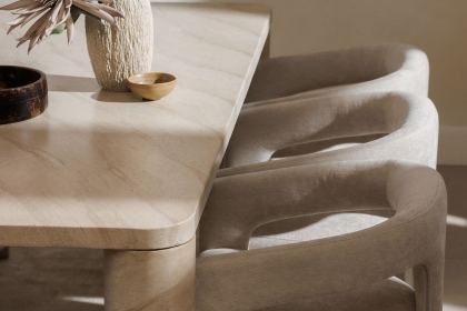 Ida Travertine Stone 150cm Dining Table Set with 4 Georgia Chairs