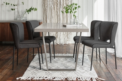 Petra Industrial 200cm Dining Table Set & 4 Maya Dark Grey Chairs