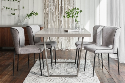 Petra Industrial 200cm Dining Table Set & 4 Maya Light Grey Chairs
