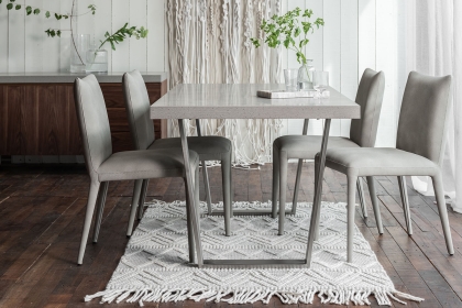 Petra Industrial 160cm Dining Table Set & 4 Lucas Misty Grey Chairs