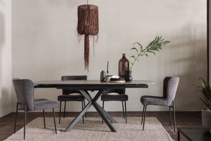 Sintered Stone 140-200cm Twist Extending Dining Table Set in Grey with x4 Maya Chairs
