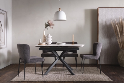 Sintered Stone 140-200cm Twist Extending Dining Table Set in Grey with x4 Maya Chairs