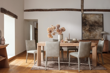 CLEARANCE - Tivoli Reclaimed Wood 160-200cm Ext Dining Table Set with Lucas Chairs CLEARANCE - Tivoli Reclaimed Wood 160-200cm Ext Dining Table Set with Lucas Chairs