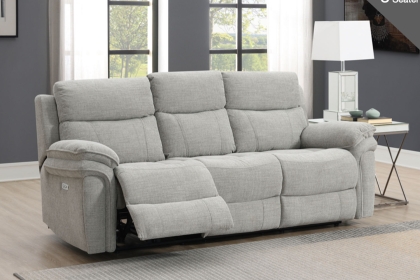 Harrow 3 Seater Sofa Electric Recliner in Light Grey