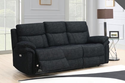 Harrow 3 Seater Sofa Electric Recliner in Black