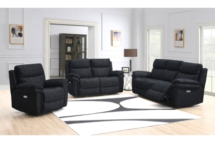 Harrow 2 Seater Sofa Electric Recliner in Black