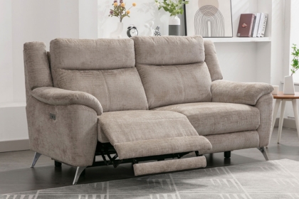 Monroe Fabric 3 Seater Recliner Sofa in Fossil