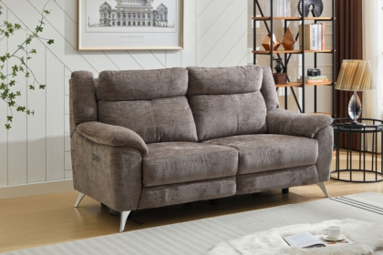 Monroe Fabric 3 Seater Recliner Sofa in Stone