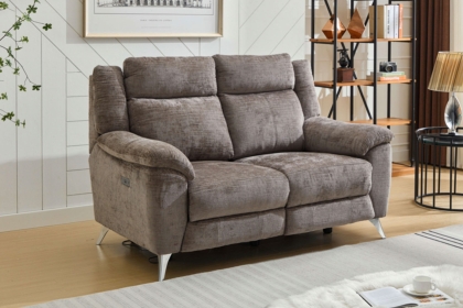 Monroe Fabric 2 Seater Recliner Sofa in Stone