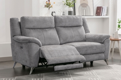Monroe Fabric 3 Seater Recliner Sofa in Ash