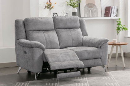 Monroe Fabric 2 Seater Recliner Sofa in Ash