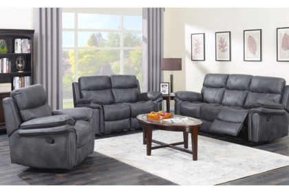 Richmond Fabric 3 Seater Recliner Sofa in Charcoal Grey