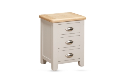 Windermere Painted Oyster Grey Oak 3 Drawer Bedside Table