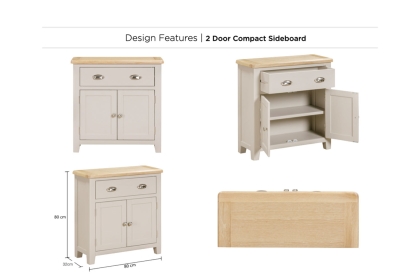 Windermere Painted Oyster Grey Oak Compact Sideboard